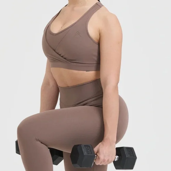 Oner Active Unified Layered Brown Sports Bra - Picture 5 of 7